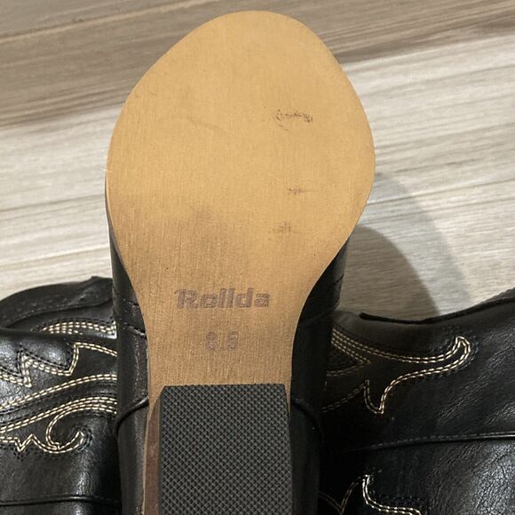 Rollda Women's Western Cowboy Fashion Boots Black US Size 8.5 Embroidered - Picture 6 of 11